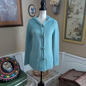 Light Blue Chicos Wooden Button Knit Sweater